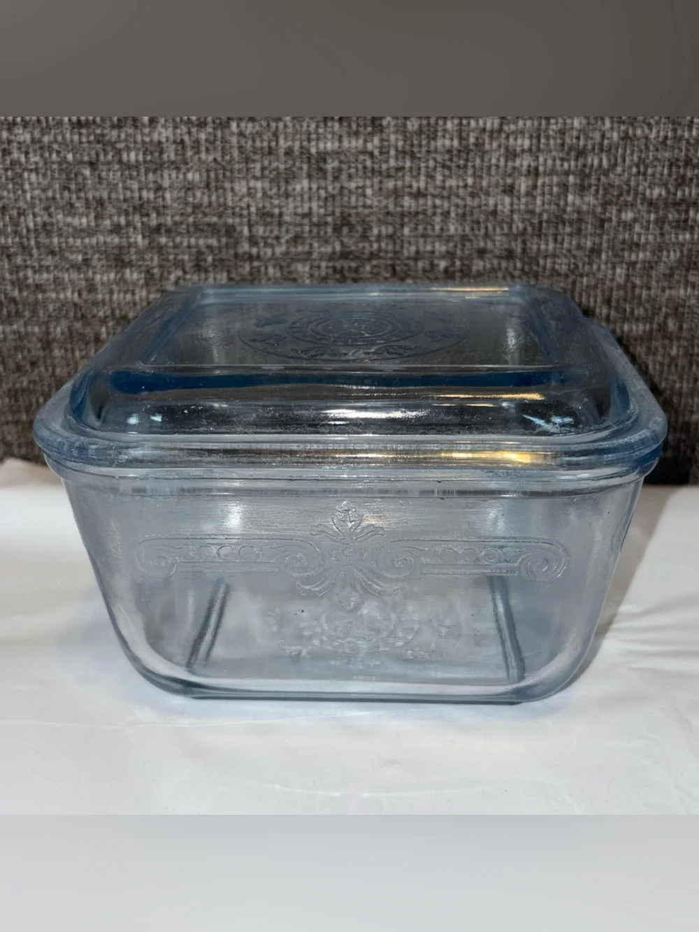 Vintage Fire King Sapphire Blue Philbe Glass Refrigerator Dish With Lid
